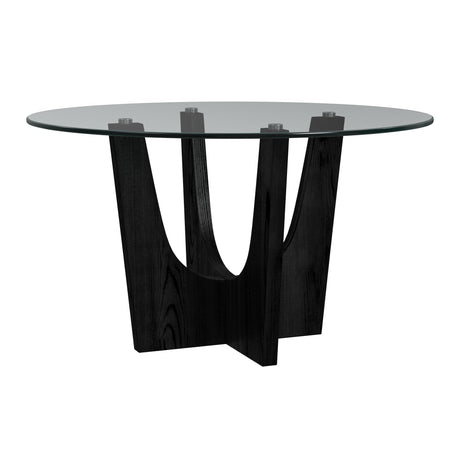 Oregon Round Dining Table with Glass Top in Black - Tampa Furniture Outlet