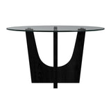 Oregon Round Dining Table with Glass Top in Black - Tampa Furniture Outlet