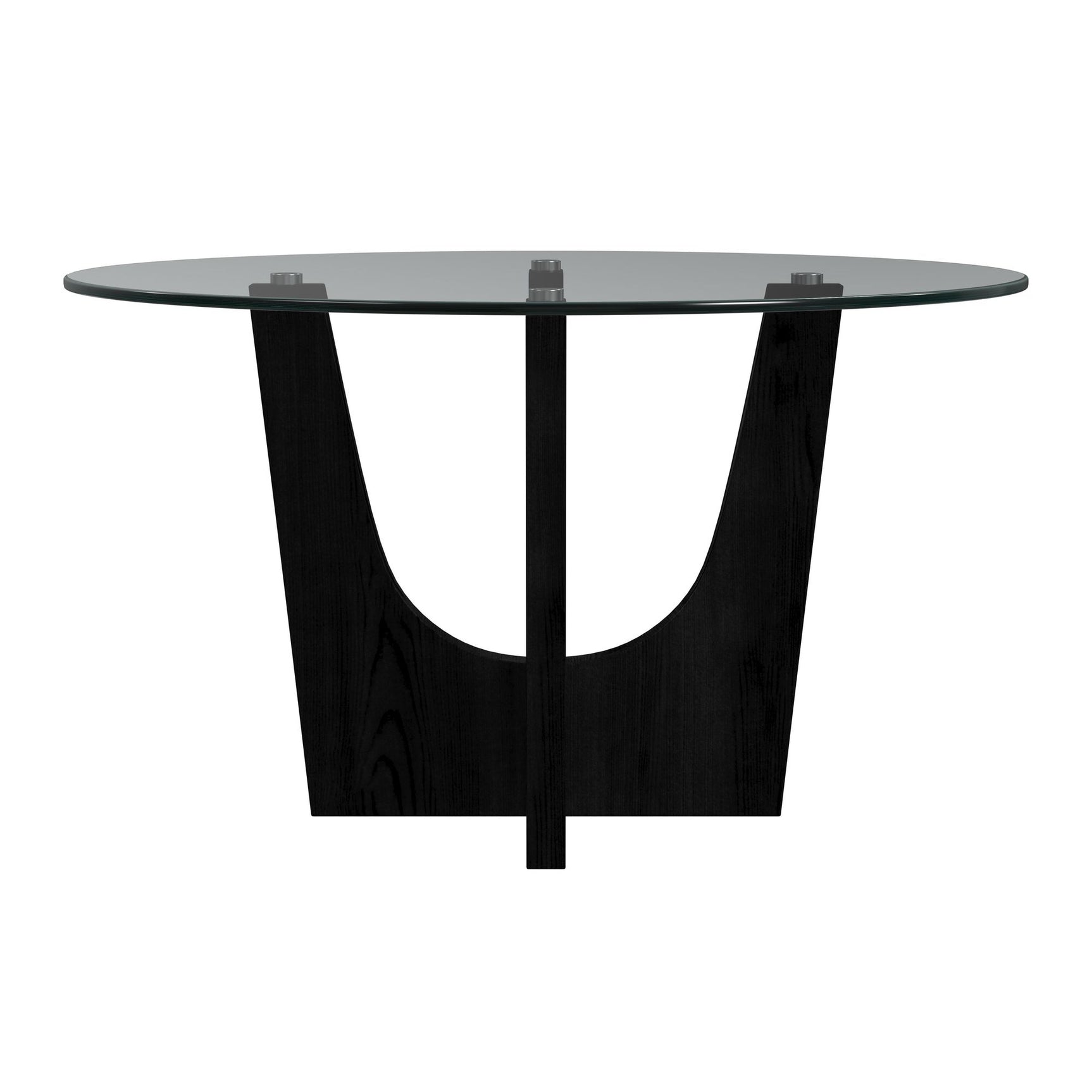 Oregon Round Dining Table with Glass Top in Black - Tampa Furniture Outlet