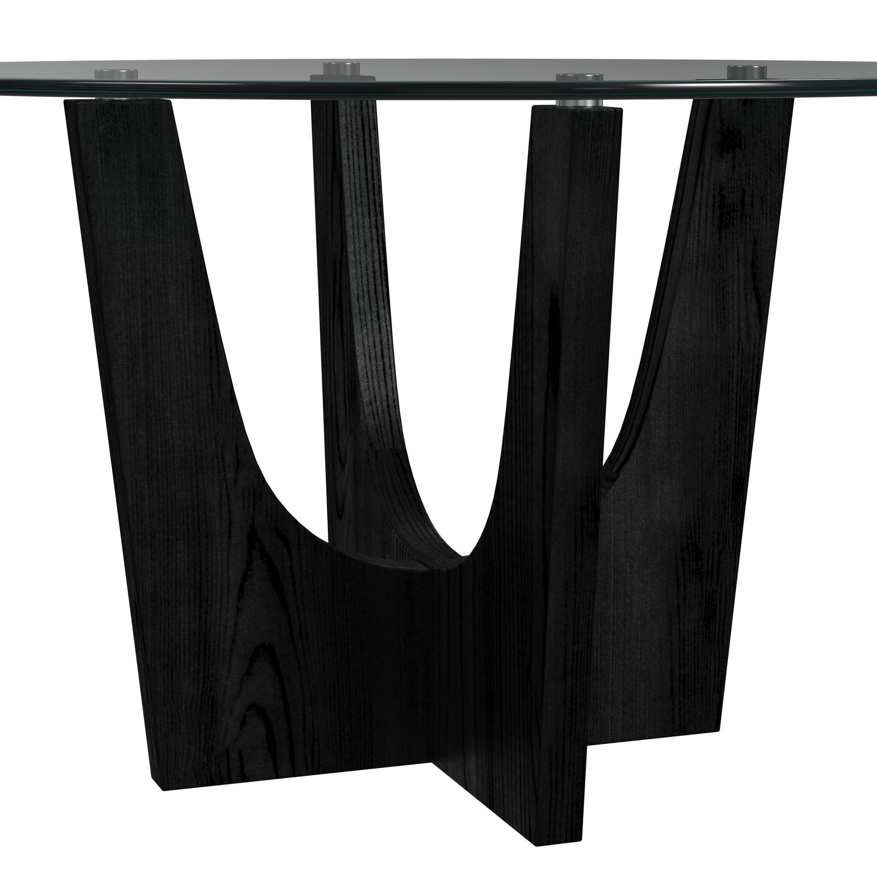 Oregon Round Dining Table with Glass Top in Black - Tampa Furniture Outlet