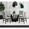 Oregon Round Dining Table with Glass Top in Black – SKU D-17380-8-DT3 | Elements