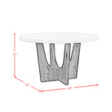 Oregon Round Dining Table with Grey Faux Marble Top in Black - Tampa Furniture Outlet