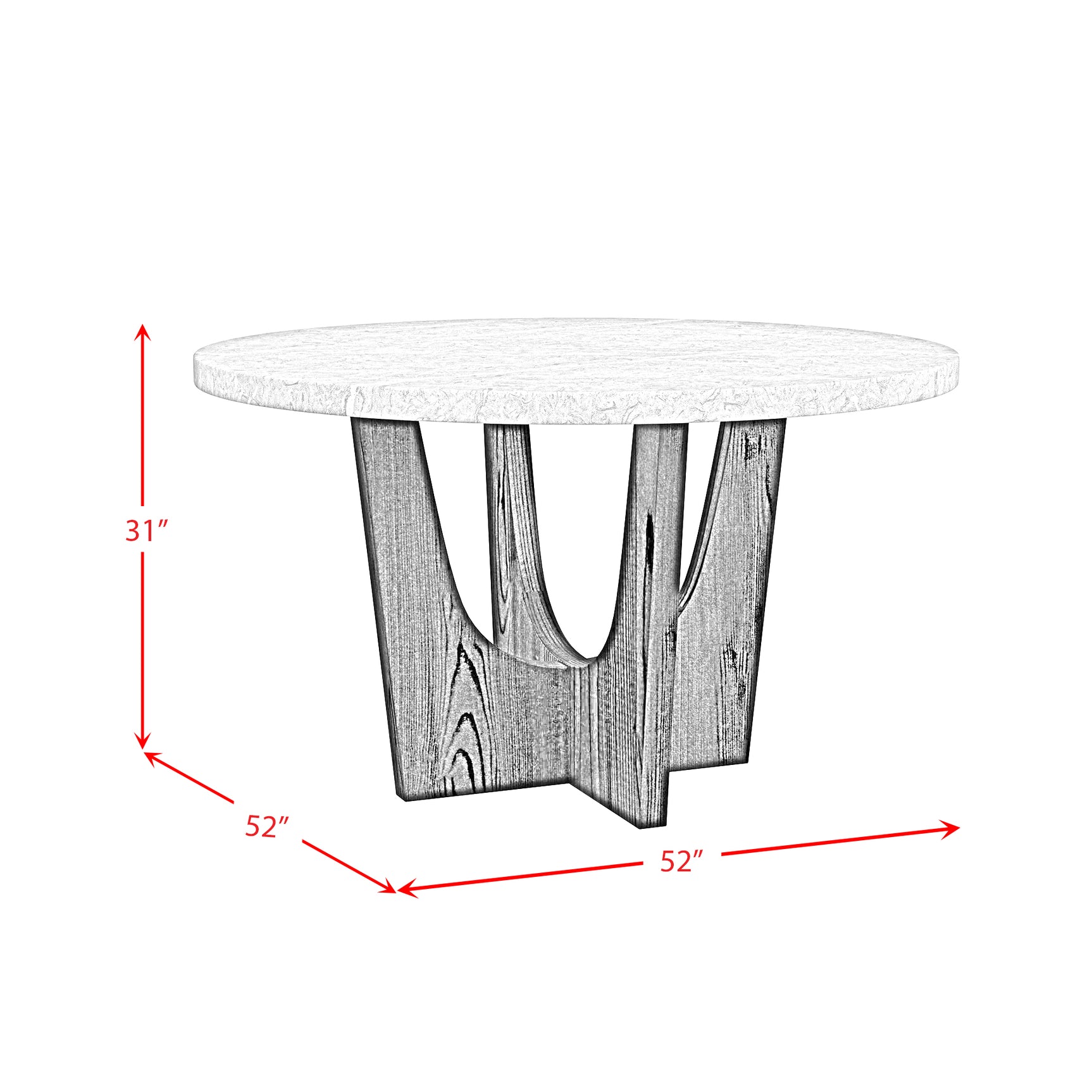 Oregon Round Dining Table with Grey Faux Marble Top in Black - Tampa Furniture Outlet