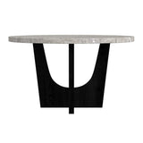 Oregon Round Dining Table with Grey Faux Marble Top in Black - Tampa Furniture Outlet