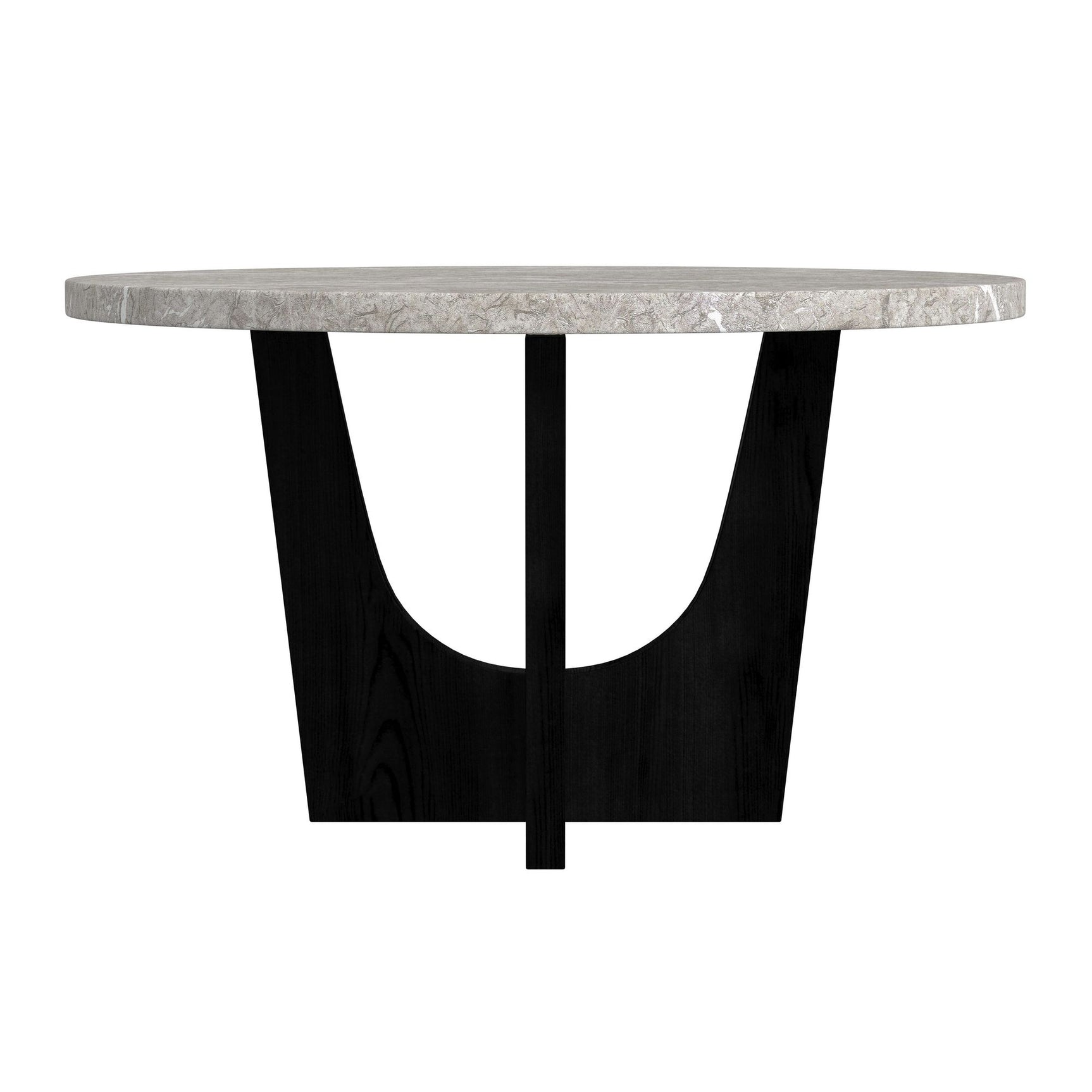 Oregon Round Dining Table with Grey Faux Marble Top in Black - Tampa Furniture Outlet
