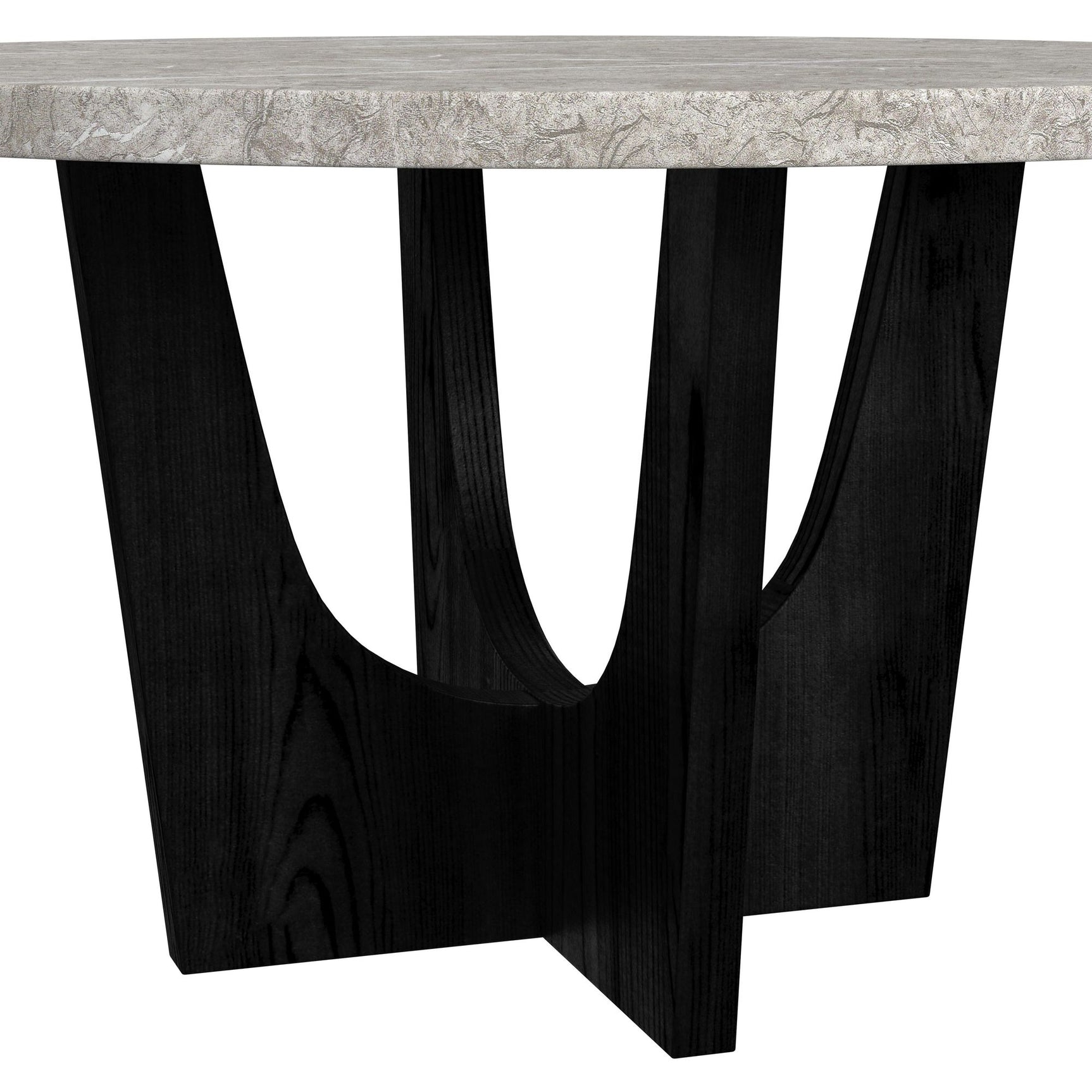 Oregon Round Dining Table with Grey Faux Marble Top in Black - Tampa Furniture Outlet