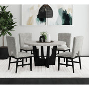Oregon Round Dining Table with Grey Faux Marble Top in Black – SKU D-17380-8-DT2 | Elements