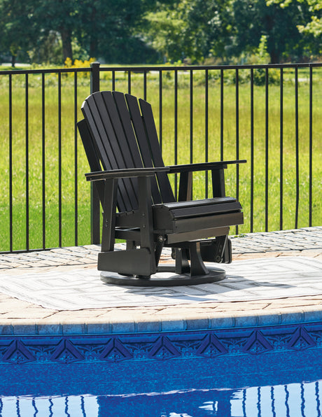 Tampa Furniture Outlet - Ashley Furniture - Hyland wave Outdoor - Swivel Glider Chair / Black - P108-820