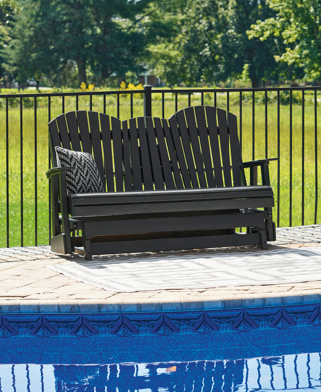 Tampa Furniture Outlet - Ashley Furniture - Hyland wave Outdoor - Glider Loveseat / Black - P108-835