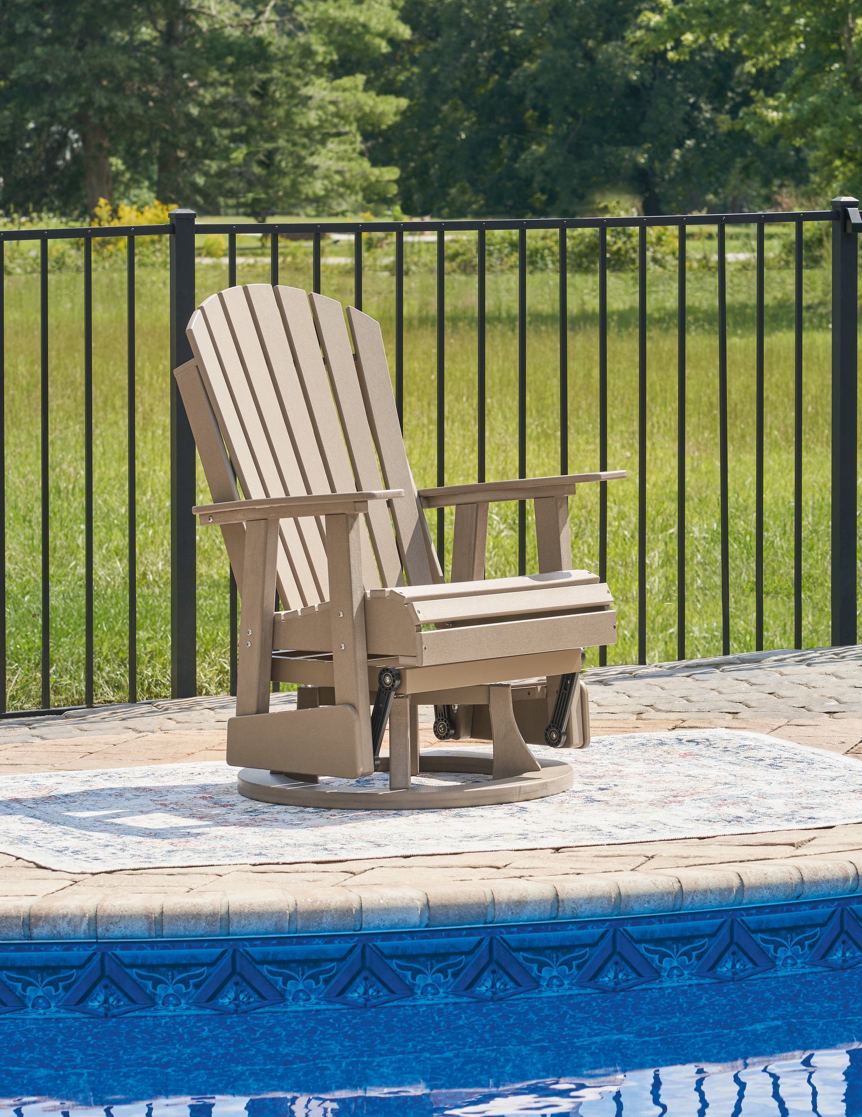 Tampa Furniture Outlet - Ashley Furniture - Hyland wave Outdoor - Swivel Glider Chair / Driftwood - P114-820