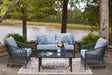 Tampa Furniture Outlet - Ashley Furniture - Bridges Beach Outdoor - Love/Chairs/Table Set (4/CN) / Gray - PCP391-080