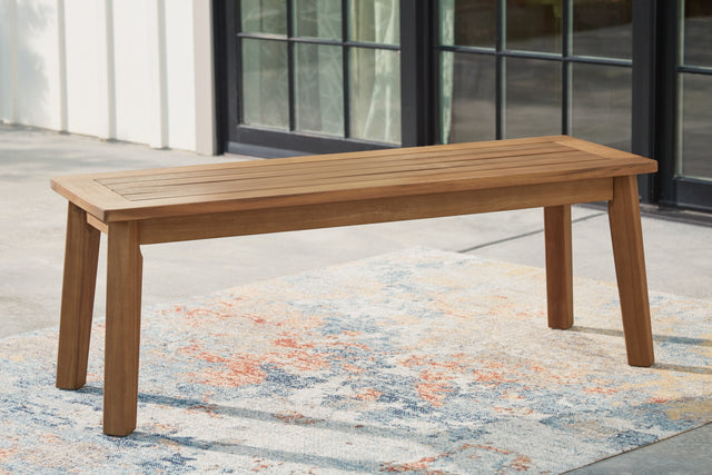 Tampa Furniture Outlet - Ashley Furniture - Janiyah Outdoor - Bench / Light Brown - P407-600