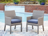 Tampa Furniture Outlet - Ashley Furniture - Half Moon Beach Outdoor - Arm Chair With Cushion (Set of 2) / Blue/Gray - PCP418-601A