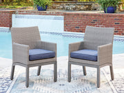 Tampa Furniture Outlet - Ashley Furniture - Half Moon Beach Outdoor - Arm Chair With Cushion (Set of 2) / Blue/Gray - PCP418-601A