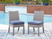 Tampa Furniture Outlet - Ashley Furniture - Half Moon Beach Outdoor - Side Chair with Cushion (Set of 2) / Blue/Gray - PCP418-601