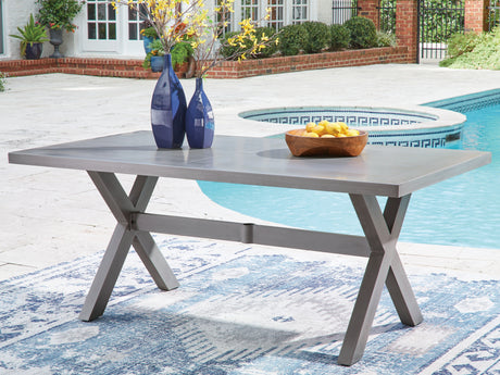 Tampa Furniture Outlet - Ashley Furniture - Half Moon Beach Outdoor - RECT Dining Table w/UMB OPT / Gray - PCP418-625