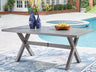 Tampa Furniture Outlet - Ashley Furniture - Half Moon Beach Outdoor - RECT Dining Table w/UMB OPT / Gray - PCP418-625