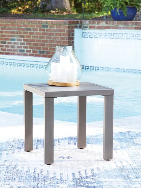 Tampa Furniture Outlet - Ashley Furniture - Half Moon Beach Outdoor - Square End Table / Gray - PCP418-702