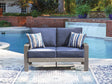 Tampa Furniture Outlet - Ashley Furniture - Half Moon Beach Outdoor - Loveseat w/Cushion - PCP418-835