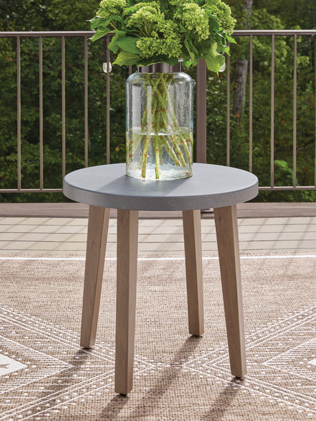 Tampa Furniture Outlet - Ashley Furniture - Harmony Headlands Outdoor - Round End Table / Natural/Gray - PCP428-706