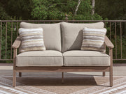 Tampa Furniture Outlet - Ashley Furniture - Harmony Headlands Outdoor - Loveseat w/Cushion / Natural/Gray - PCP428-835