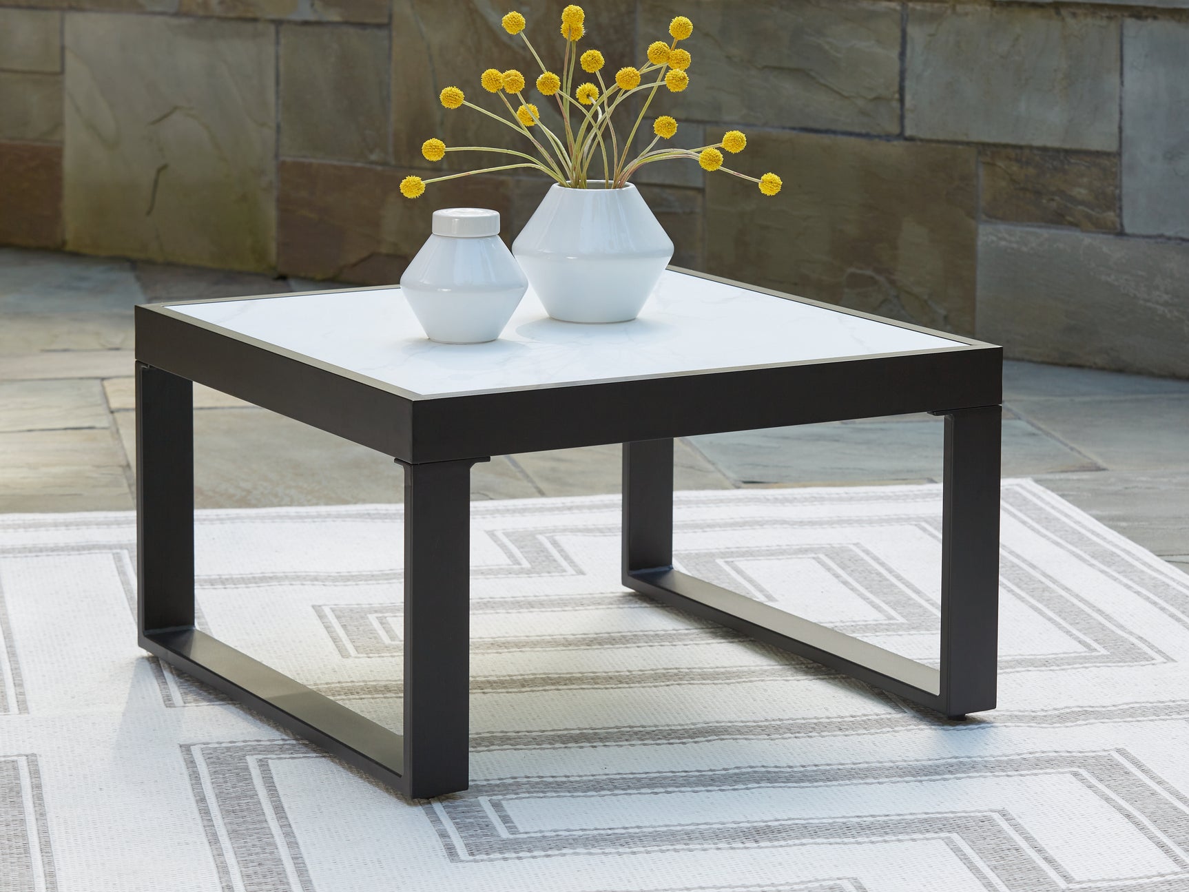 Tampa Furniture Outlet - Ashley Furniture - Beachloft Outdoor - Square Cocktail Table / Black/Gray - P490-708
