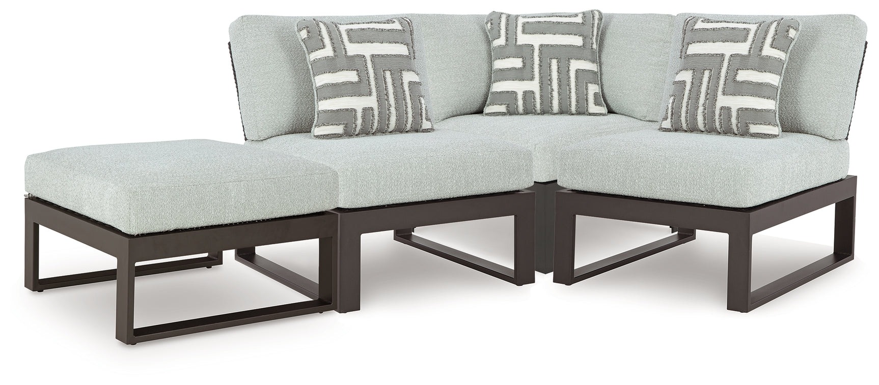 Tampa Furniture Outlet - Ashley Furniture - Beachloft Outdoor - 4-Piece Outdoor Sectional / Black/Gray - P490P7