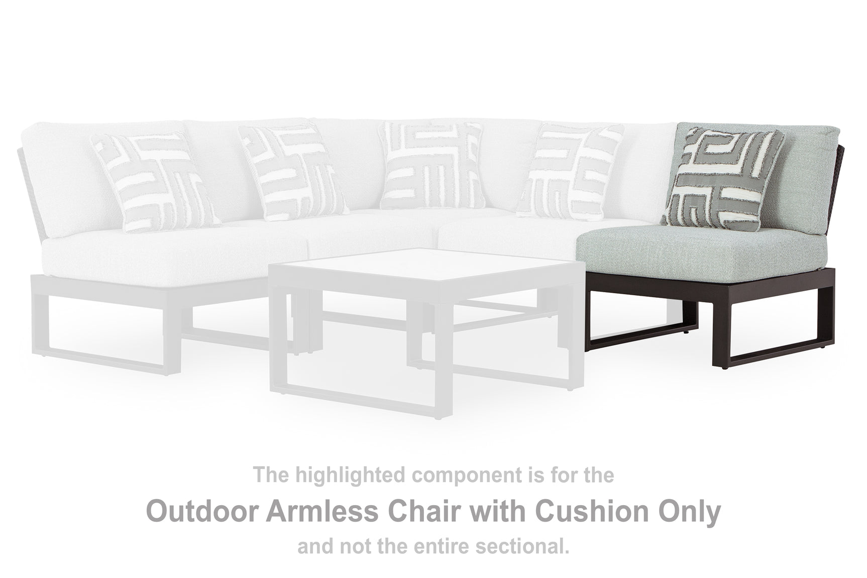Tampa Furniture Outlet - Ashley Furniture - Beachloft Outdoor - Armless Chair w/Cushion / Black/Gray - P490-846