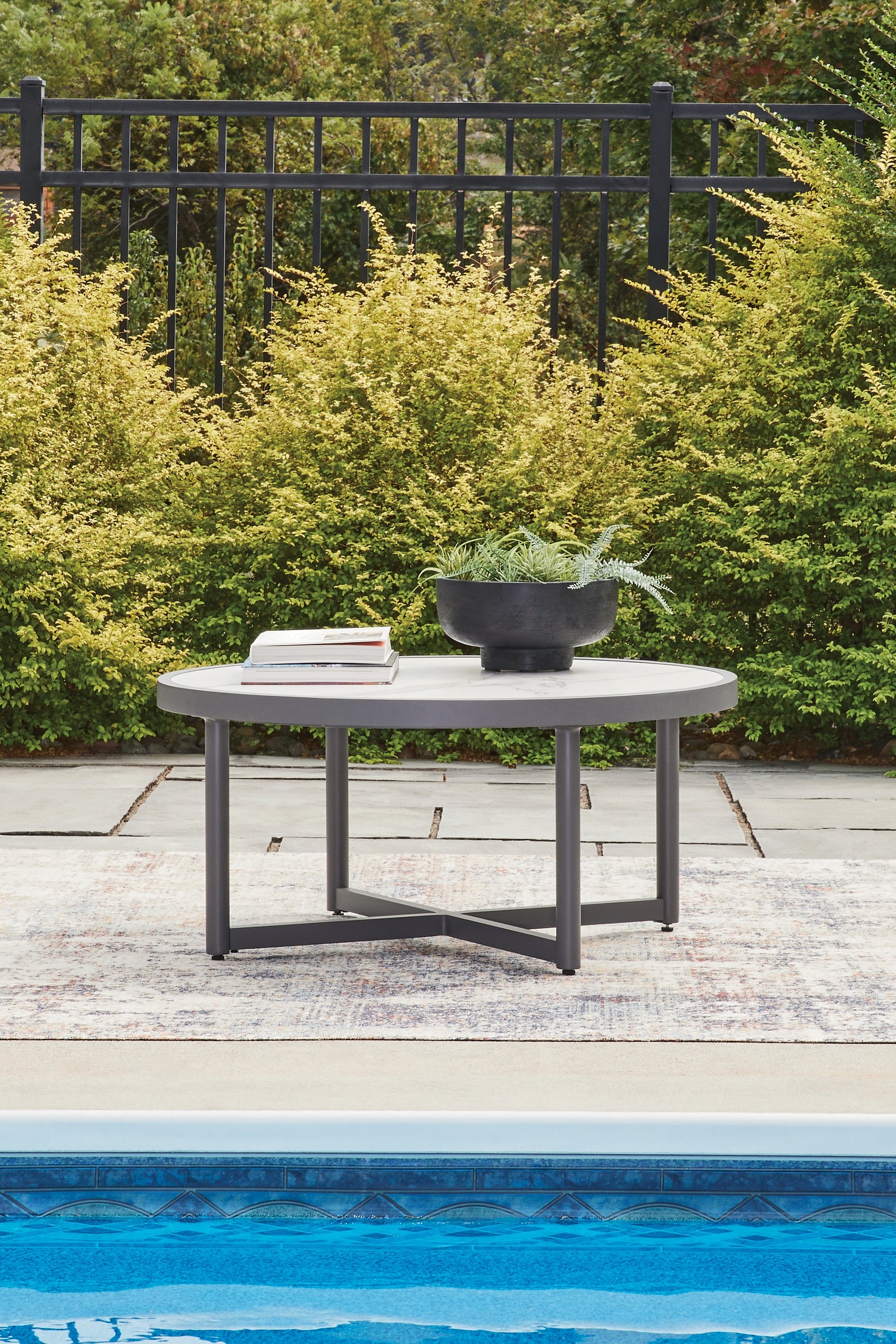 Tampa Furniture Outlet - Ashley Furniture - Ocean Beach Outdoor - Round Cocktail Table / Gray - PCP510-708