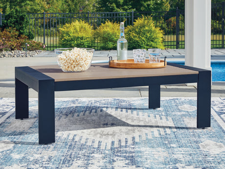 Tampa Furniture Outlet - Ashley Furniture - East Beach Outdoor - Rectangular Cocktail Table / Navy Blue/Driftwood - PCP587-701
