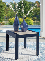 Tampa Furniture Outlet - Ashley Furniture - East Beach Outdoor - Rectangular End Table / Navy Blue/Driftwood - PCP587-703
