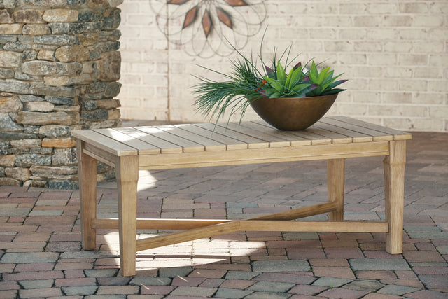 Tampa Furniture Outlet - Ashley Furniture - Carter Hall Outdoor - Rectangular Cocktail Table / Beige - P601-701
