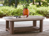 Tampa Furniture Outlet - Ashley Furniture - Dolan Creek Outdoor - Rectangular Cocktail Table / Beige/Brown - PCP610-701