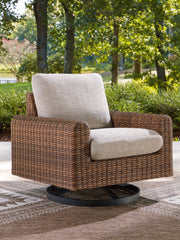 Tampa Furniture Outlet - Ashley Furniture - Dolan Creek Outdoor - Swivel Lounge w/ Cushion / Gray/Brown - PCP610-821