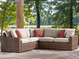 Tampa Furniture Outlet - Ashley Furniture - Dolan Creek Outdoor - 3-Piece Outdoor Sectional / Beige/Brown - PCP610P1