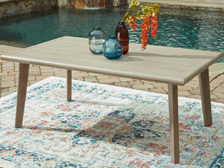 Tampa Furniture Outlet - Ashley Furniture - Cliff Trails Outdoor - RECT Dining Table w/UMB OPT / Beige - PCP690-625