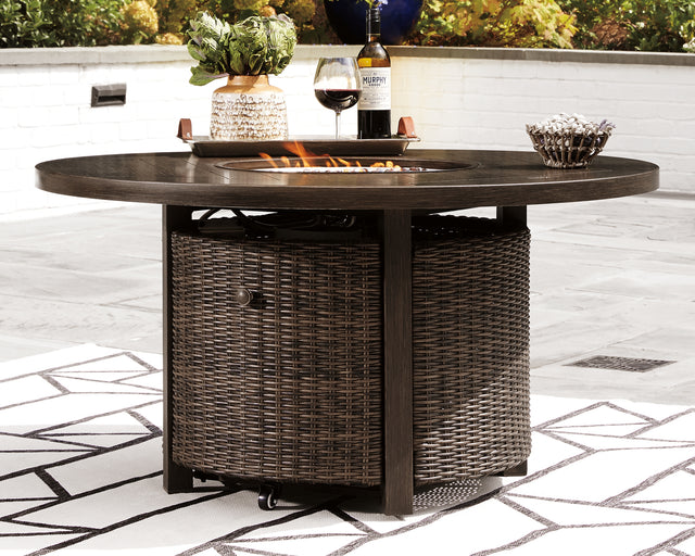 Tampa Furniture Outlet - Ashley Furniture - Paradise Trail Outdoor - Outdoor Counter Height Dining Table with 4 Barstools / Medium Brown - P750P5