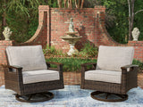 Tampa Furniture Outlet - Ashley Furniture - Monterey Point Outdoor - Swivel Lounge Chair (Set of 2) / Dark Brown - PCP760-821