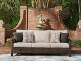 Tampa Furniture Outlet - Ashley Furniture - Monterey Point Outdoor - Sofa with Cushion / Dark Brown - PCP760-838