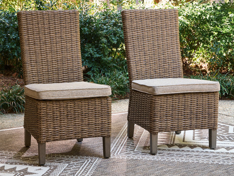 Tampa Furniture Outlet - Ashley Furniture - Laguna Heights Outdoor - Side Chair with Cushion (Set of 2) / Beige - PCP790-601