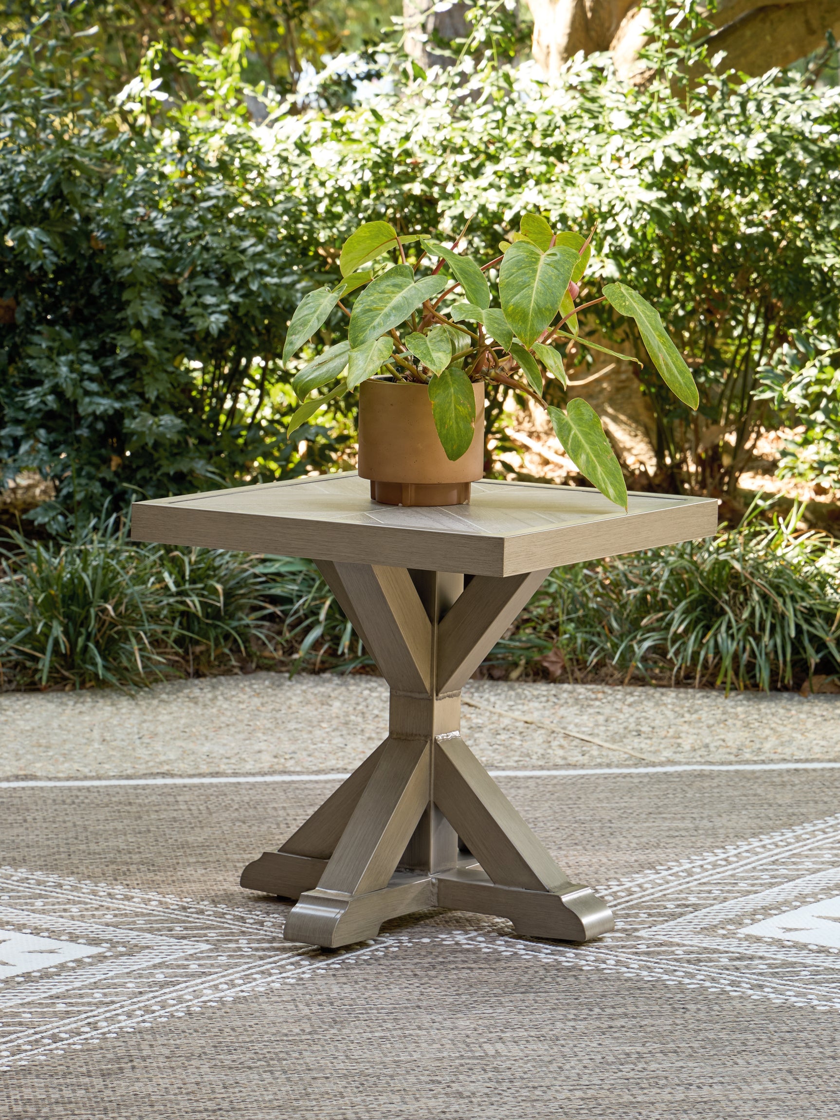 Tampa Furniture Outlet - Ashley Furniture - Laguna Heights Outdoor - Square End Table / Beige - PCP790-702