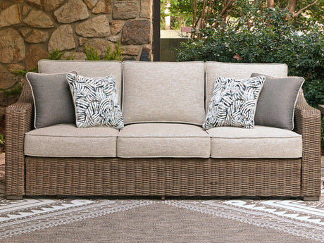 Tampa Furniture Outlet - Ashley Furniture - Laguna Heights Outdoor - Sofa with Cushion / Beige - PCP790-838