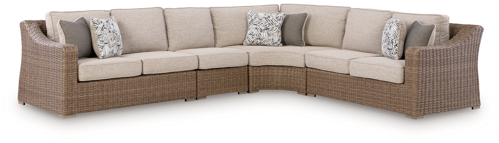 Tampa Furniture Outlet - Ashley Furniture - Laguna Heights Outdoor - 4-Piece Outdoor Sectional / Beige - PCP790P2