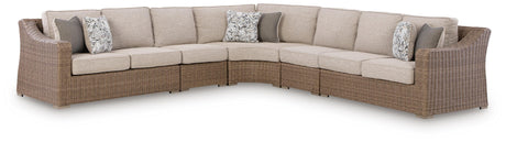 Tampa Furniture Outlet - Ashley Furniture - Laguna Heights Outdoor - 5-Piece Outdoor Sectional / Beige - PCP790P3
