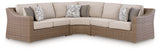 Tampa Furniture Outlet - Ashley Furniture - Laguna Heights Outdoor - 3-Piece Outdoor Sectional / Beige - PCP790P1