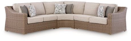 Tampa Furniture Outlet - Ashley Furniture - Laguna Heights Outdoor - 3-Piece Outdoor Sectional / Beige - PCP790P1