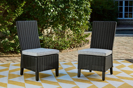 Tampa Furniture Outlet - Ashley Furniture - Beachcroft Outdoor - Side Chair with Cushion (Set of 2) / Black/Light Gray - P792-601