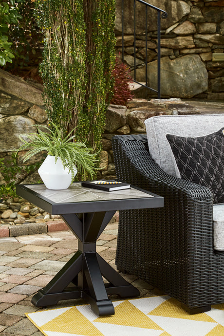 Tampa Furniture Outlet - Ashley Furniture - Beachcroft Outdoor - Square End Table / Black/Light Gray - P792-702