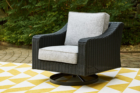 Tampa Furniture Outlet - Ashley Furniture - Beachcroft Outdoor - Swivel Lounge Chair (1/CN) / Black/Light Gray - P792-821