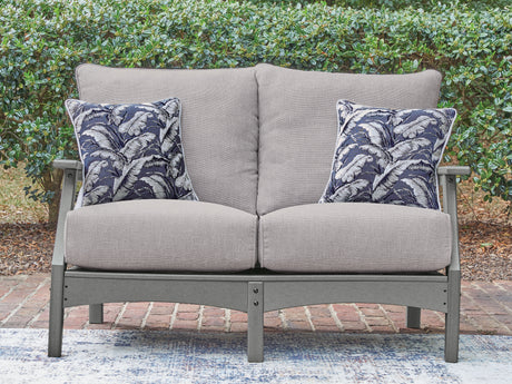 Tampa Furniture Outlet - Ashley Furniture - Cove Beach Outdoor - Loveseat w/Cushion / Gray - PCP803-835